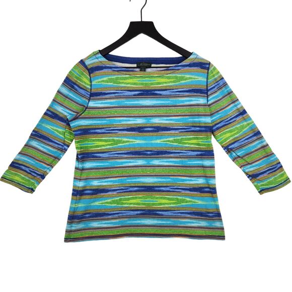 LRL Lauren Jeans Co. Womens Top Large Spring 3/4 Sleeve Coastal Artsy - Picture 1 of 7